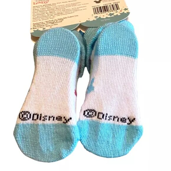 DISNEY BABY MICKEY MOUSE 1 Pair 0-12 M Baby Blue Cotton Blend Sock Booties NWT - Picture 7 of 7
